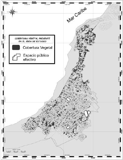 Mapa de cobertura vegetal en el sector de estudio