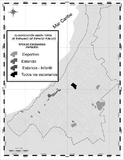 Mapa de escenarios de espacio p&uacute;blico seg&uacute;n clasificaci&oacute;n