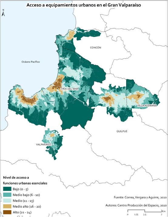 Mapa de barrios de 15 minutos en el &Aacute;rea Metropolitana de Valpara&iacute;so