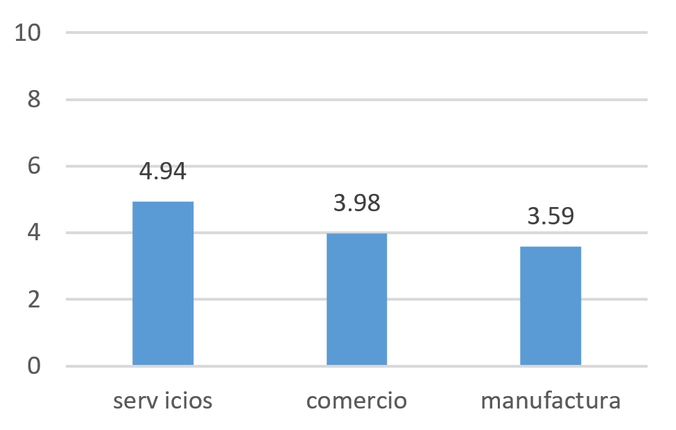 Índice de relevancia de la función de sistemas por sector de la economía.