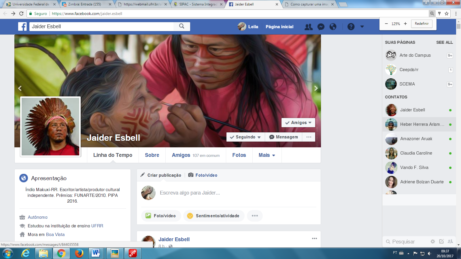 Página do Facebook do Jaider