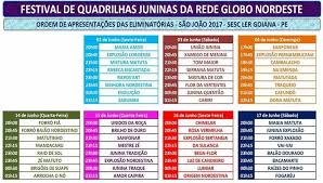 Ordem de apresenta&ccedil;&atilde;o das Quadrilhas