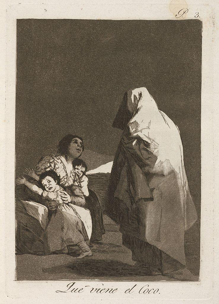 Gravura Que viene el coco, de Francisco de Goya (1799)