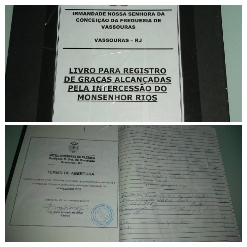 Livro para registro de graas alcanadas pela intercesso do Monsenhor Rios