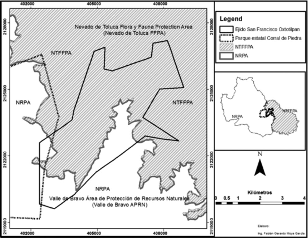 Áreas Naturales Protegidas y el ejido San Francisco Oxtotilpan.