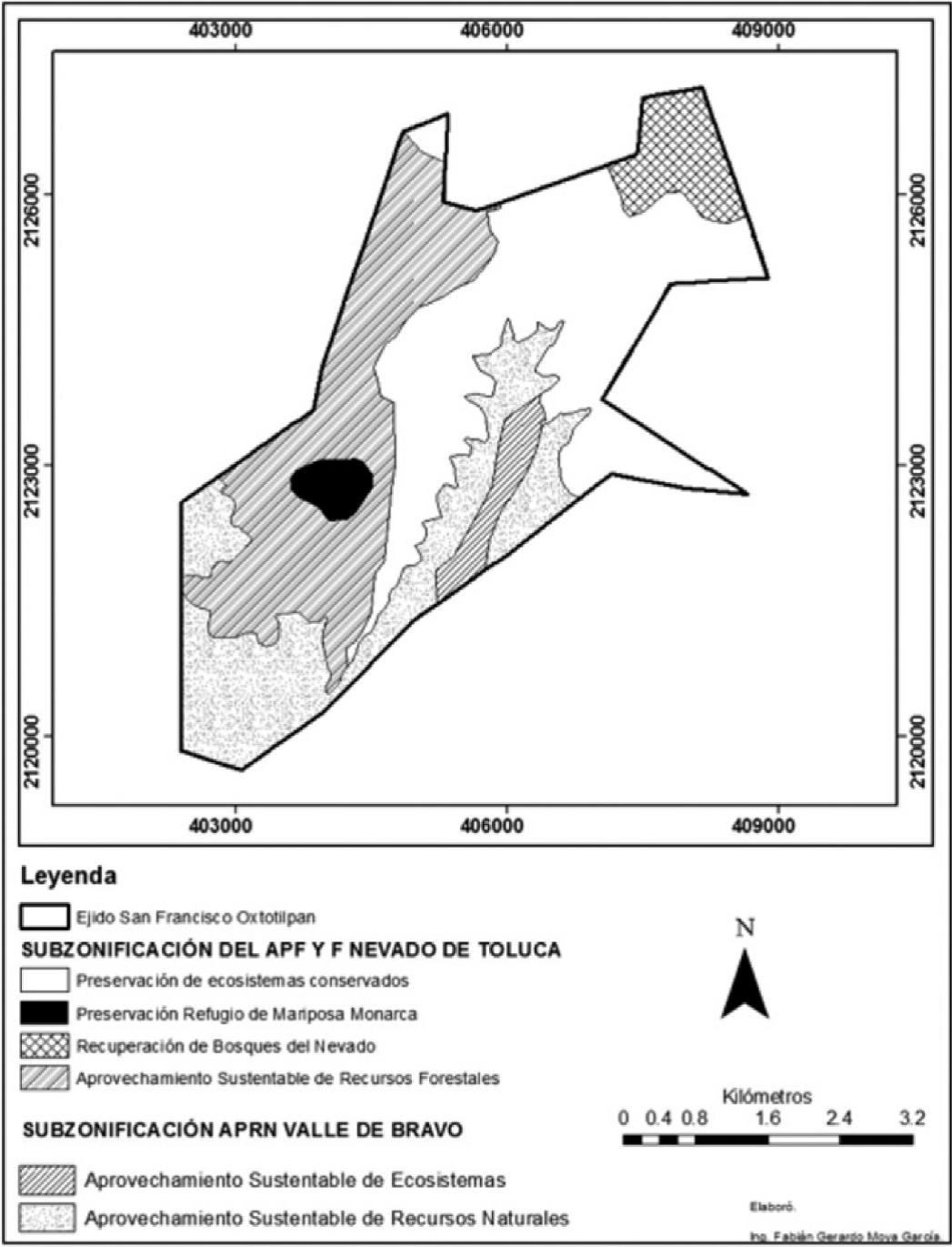 Zonificación de áreas naturales protegidas federales en el territorio del ejido San Francisco Oxtotilpan.