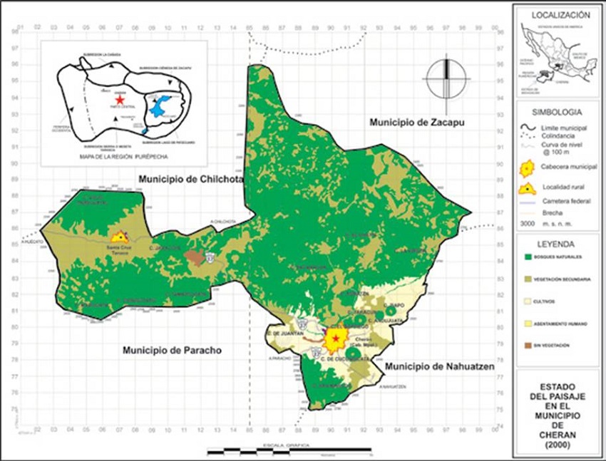 Estado del paisaje en el municipio Cherán, Michoacán (2000).