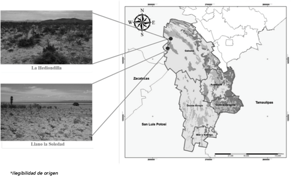 Ubicaci&oacute;n de los sitios de muestreo.