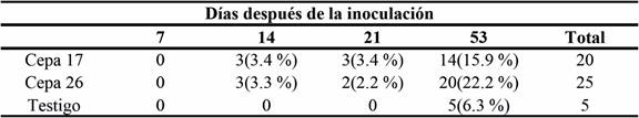 Mortalidad absoluta y relativa de plántulas de eucalipto inoculadas con Chrysoporthe por tratamiento.