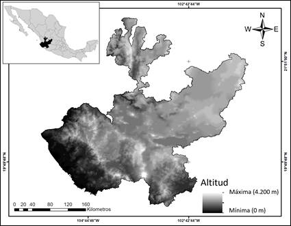 Área de estudio de la unidad de muestreo para determinar la variabilidad espacial de la superficie quemada por incendios forestales, en el estado de Jalisco, México.
