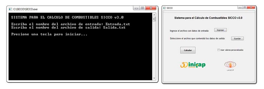 Imagen izquierda, interfaz de usuario en línea de comandos. Imagen derecha, interfaz de usuario GUI.