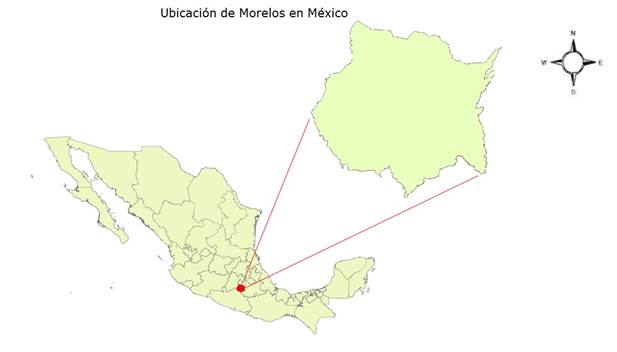 Ubicaci&oacute;n del &aacute;rea de estudio en la rep&uacute;blica mexicana.