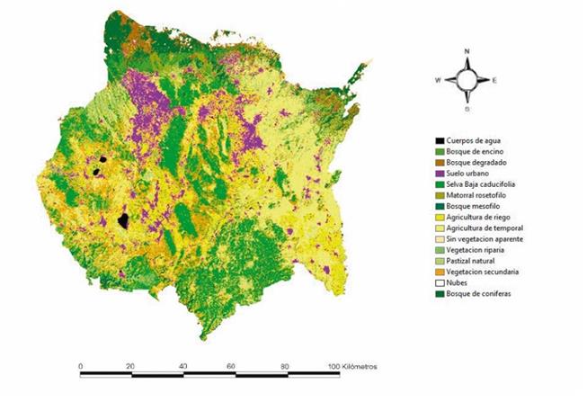 Mapa de categor&iacute;as de uso de suelo del 2009 del estado de Morelos.