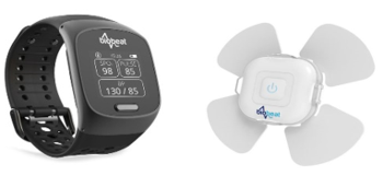 Figura 3. Dispositivos de monitorización de Biobeat®. Monitor de pulsera y monitor de parche