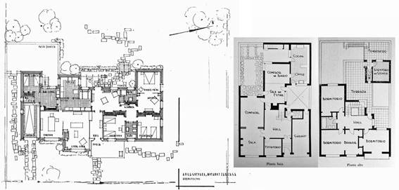 Derecha: casa Berretta. Izquierda: la casa de Nores &Aacute;vila Guevara. Ambos de &Aacute;vila Guevara, Moyano y Zarazaga
