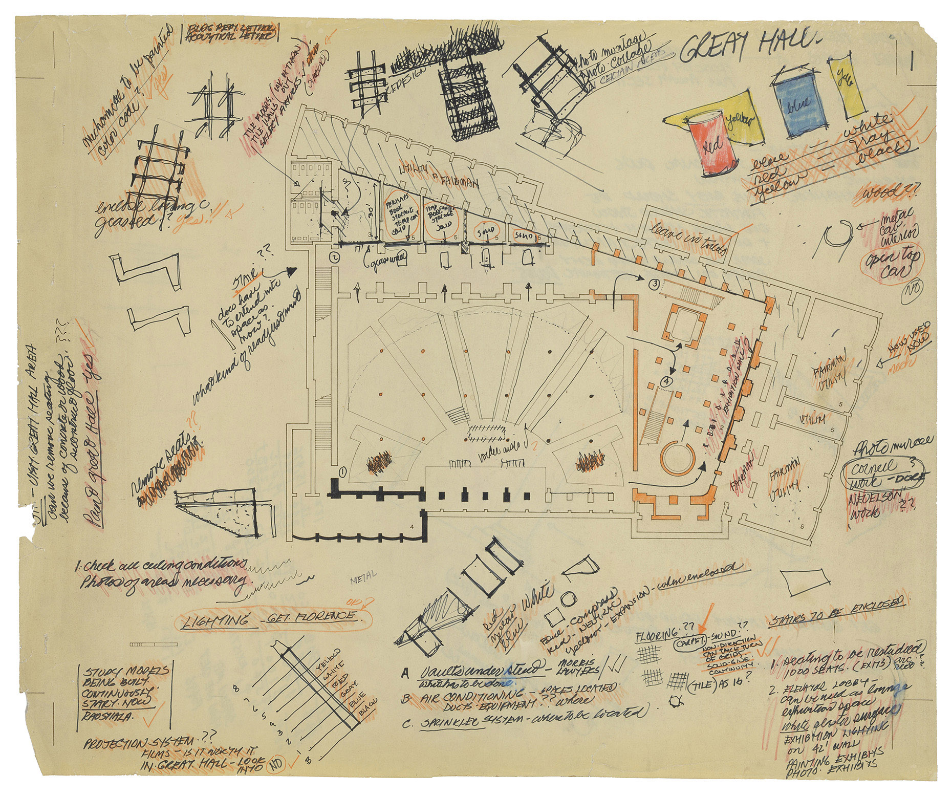 Transformaci&oacute;n interior del edificio fundacional de la Cooper Union: Planta s&oacute;tano del proceso de dise&ntilde;o