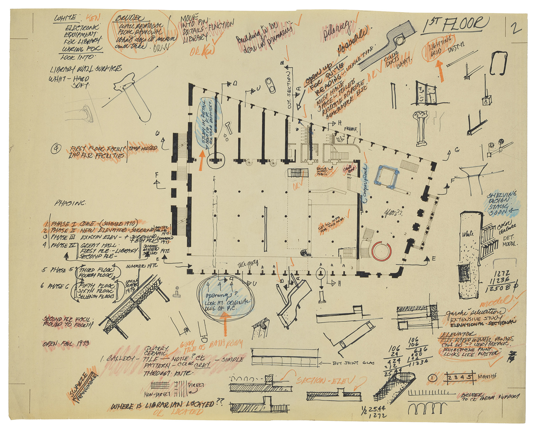 Transformaci&oacute;n interior del edificio fundacional de la Cooper Union: Planta baja del proceso de dise&ntilde;o