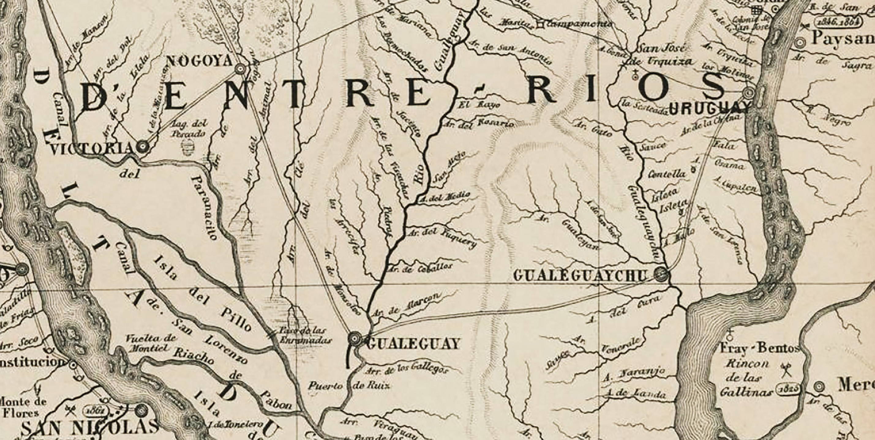 Detalle de la ?Carta de la Provincia de Entre R&iacute;os??, 1865