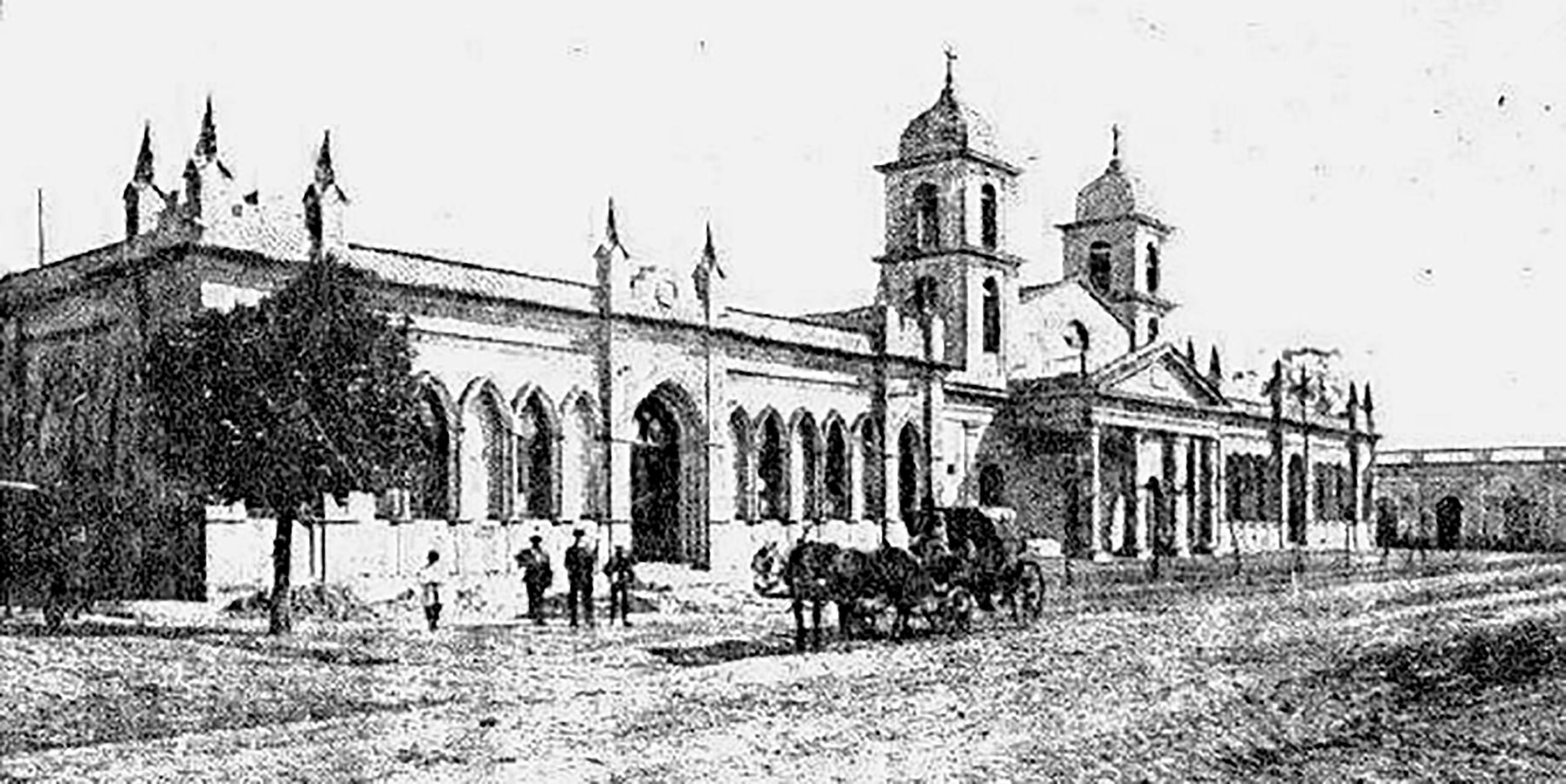 Capilla San Jos&eacute;, Asilo y Escuela San Jos&eacute;, y Sociedad Italia, fachada calle Islas Malvinas.
                