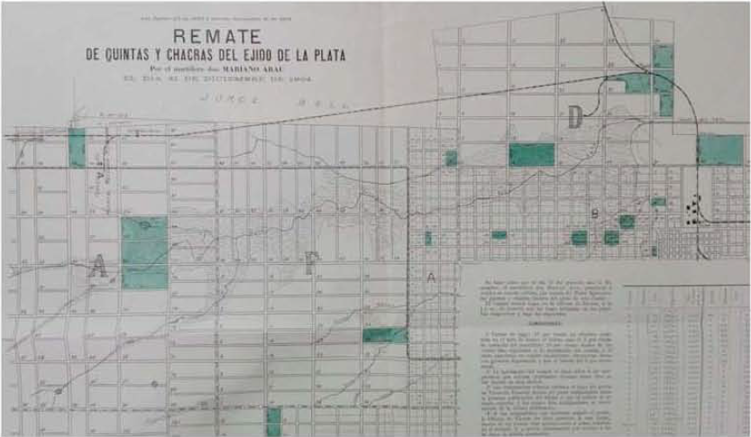 Mapa de remate de lerrenos en la subcuenca del arroyo del Gato del ao 1904.