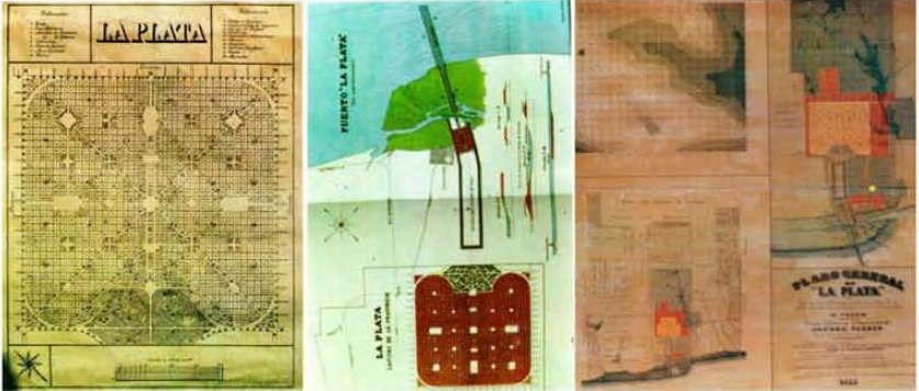 Plano fundacional de La Plata; Plano de la dudad y su puerto, y Plano General de La Plata de 1888.