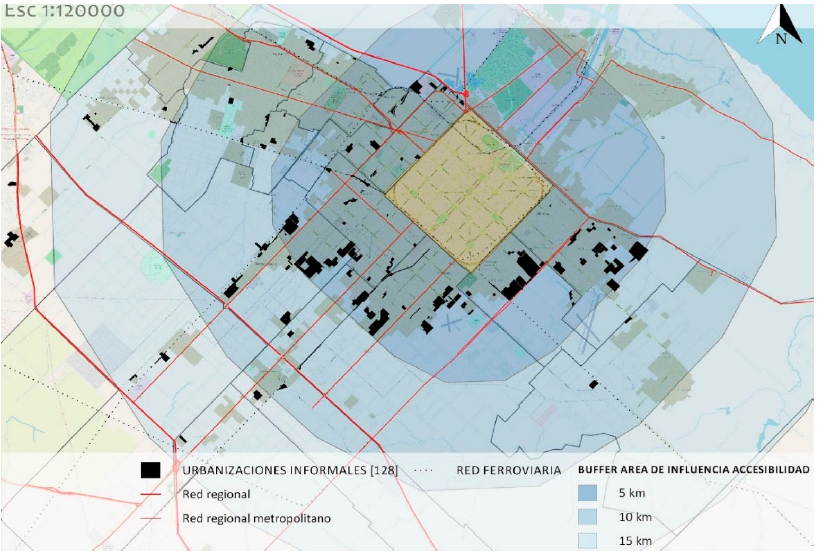 Localizaci�n de urbanizaciones informales en el Partido de La Plata, seg�n distancia al casco urbano del mismo.