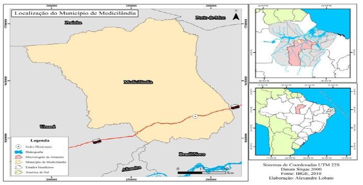 Mapa do munic&iacute;pio de Medicil&acirc;ndia - Par&aacute;.