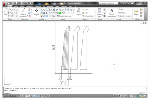 Figura 2. Posicionamiento seleccionado de las piezas en la tira.
            