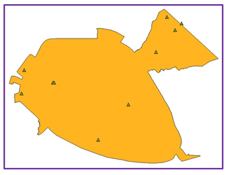 Figura 2. Distribuci&oacute;n de las 10 empresas en la cabecera municipal de Camag&uuml;ey
            