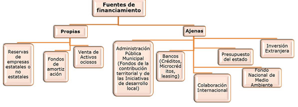 Figura. Fuentes de financiamiento para proyectos medioambientales.