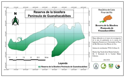 Figura 1. Mapa del rea de la Reserva de la Biosfera Pennsula de Guanahacabibes