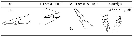 Tabla 3. Puntuaci�n seg�n la posici�n del antebrazo.