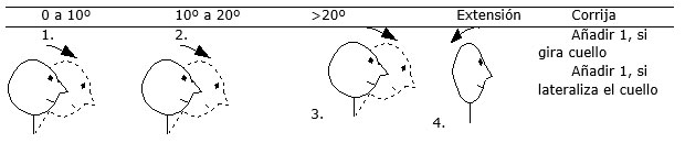 Tabla 5. Puntuaci�n seg�n la posici�n del cuello.