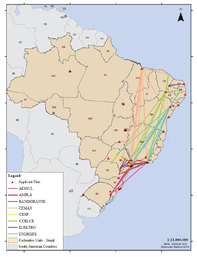 ANEEL R&D: the geographical location of main applicant firms and performing organisations - 2006-2008