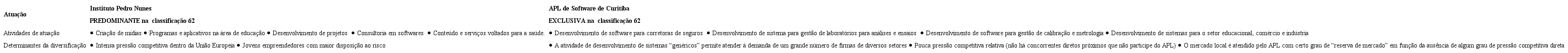 Características das atividades realizadas nas aglomerações e seus determinantes