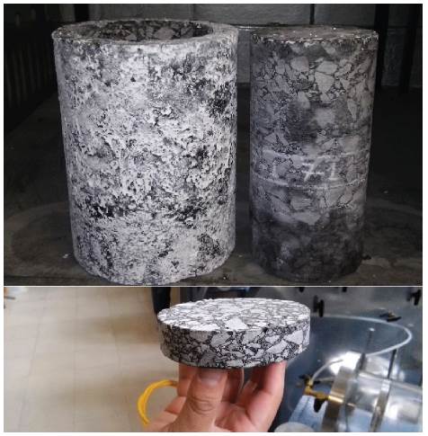 Asphalt concrete specimens.