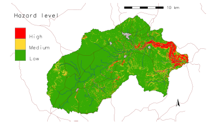 Hazard map for a 30-minute rain.