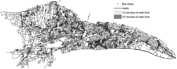 Pedestrian serviceability for bus stops