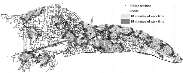 Pedestrian serviceability for police stations