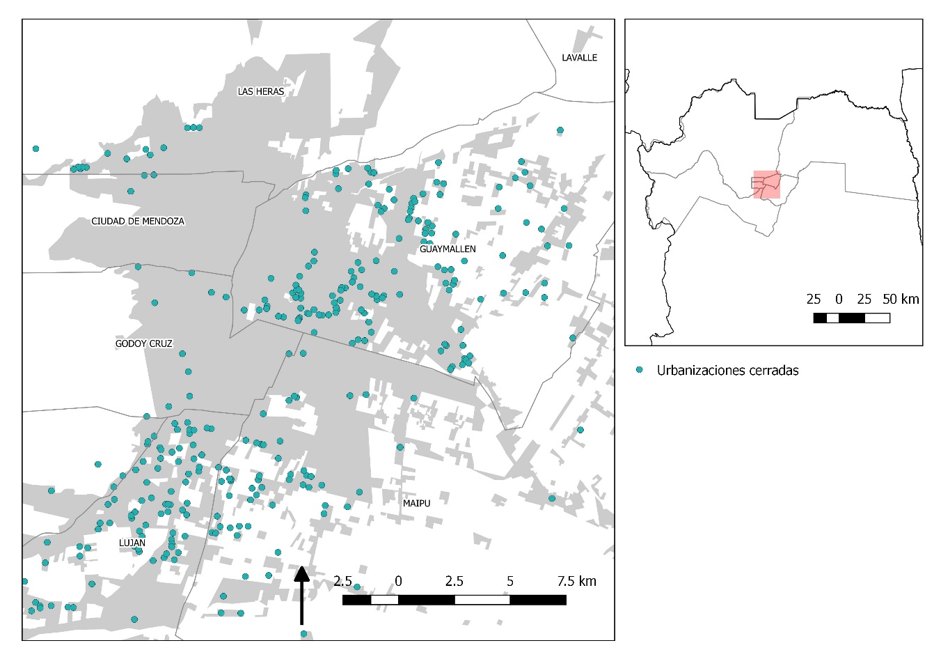 Urbanizaciones cerradas en el �rea Metropolitana de Mendoza, 2015