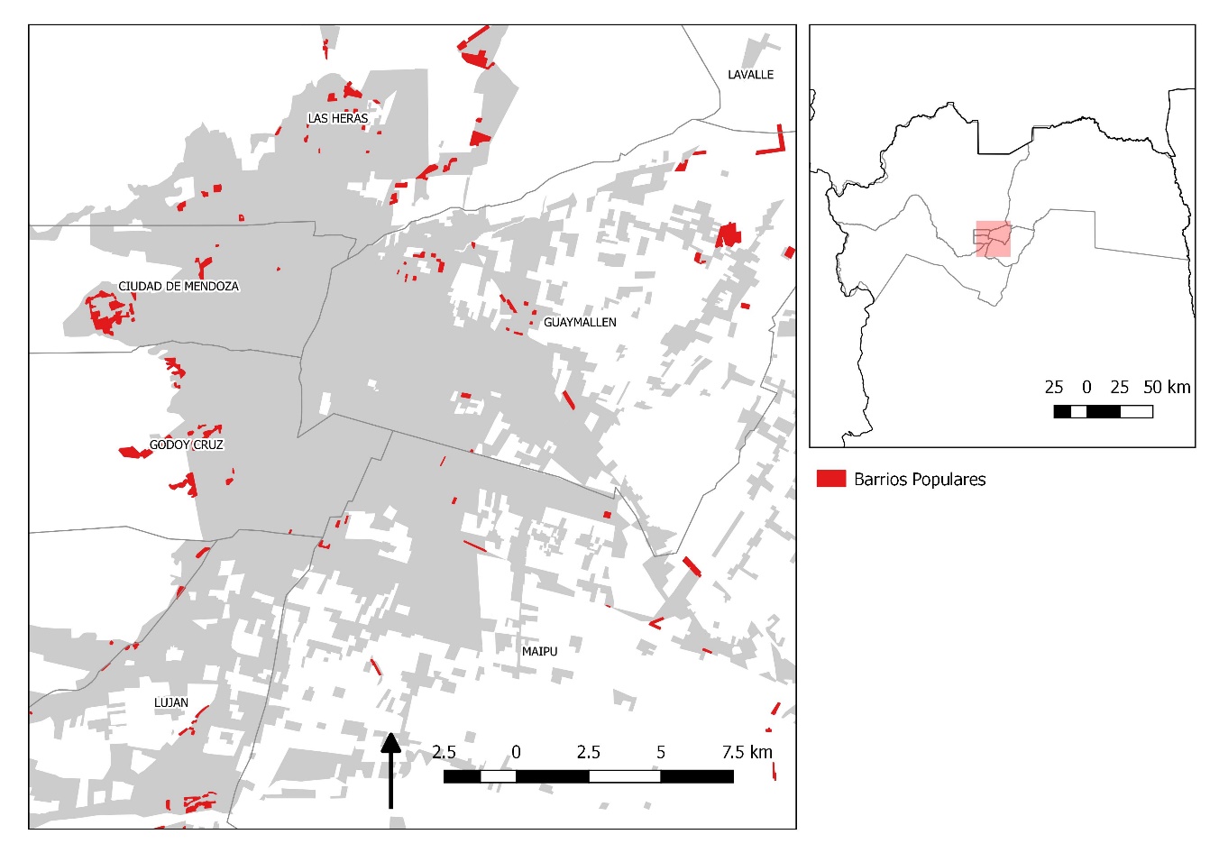 Barrios populares en  el �rea Metropolitana de Mendoza, 2016