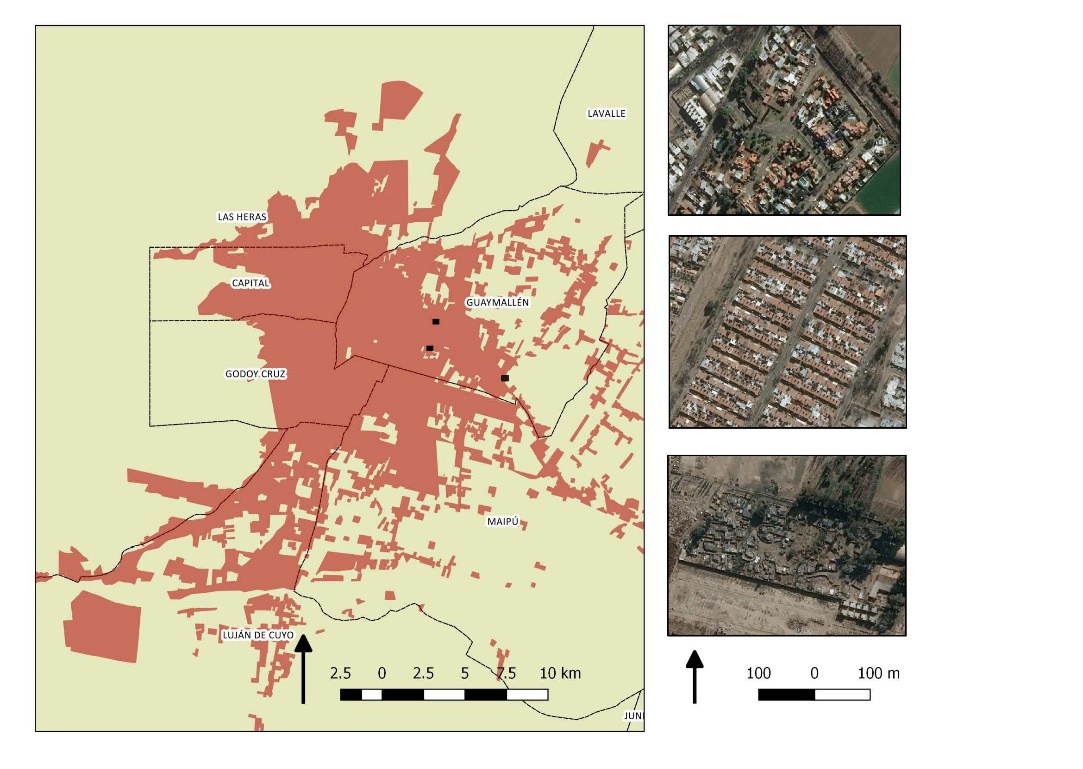 Espacio verde en una urbanizaci�n cerrada, un barrio del IPV y un asentamiento