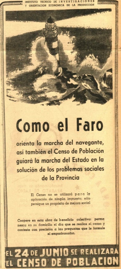 Propaganda gr�fica de difusi�n del Censo de Poblaci�n de 1942