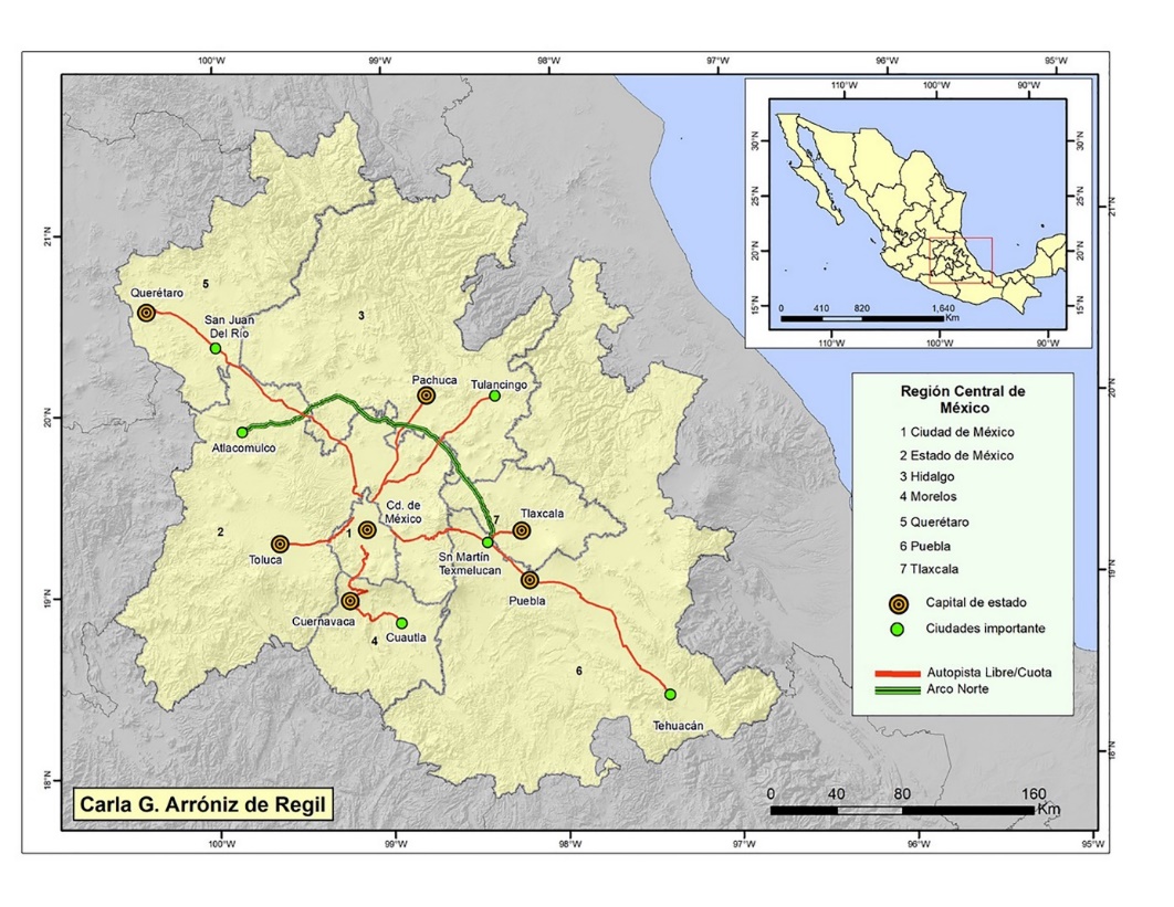 La regi�n central de M�xico y sus zonas metropolitanas