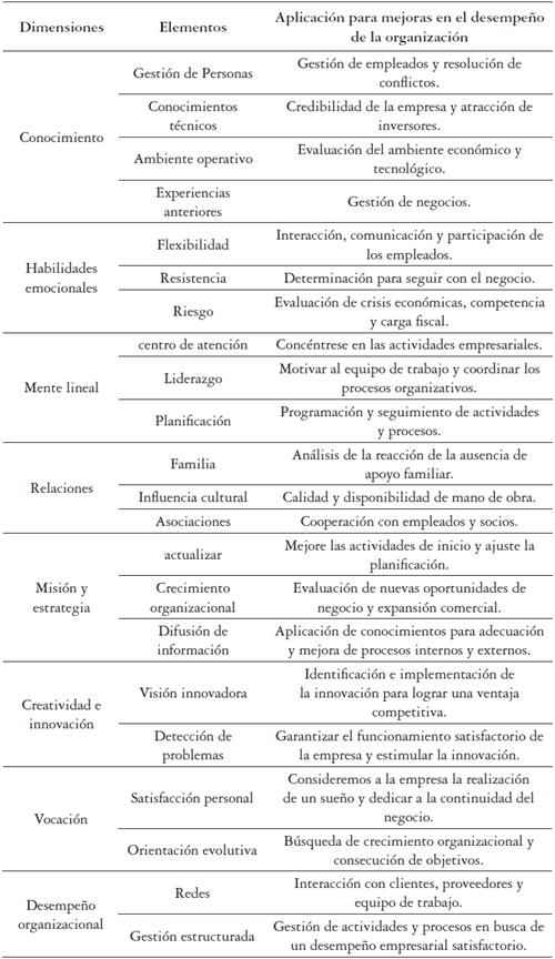 Dimensiones, elementos y aplicaciones de modelos mentales para mejoras de desempeño en startups
