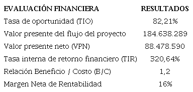 Indicadores de la evaluaci�n financiera del proyecto