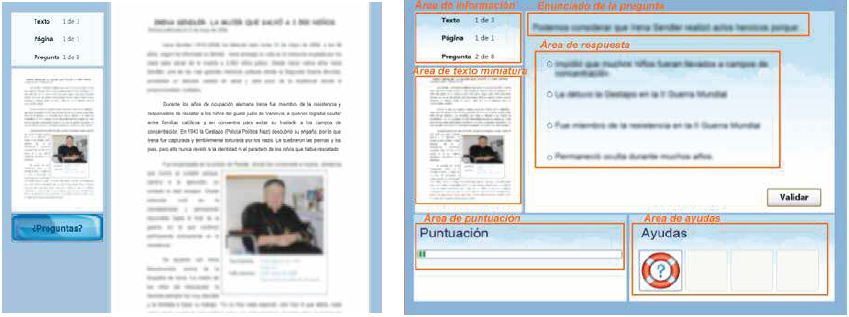 (a) Pantalla de texto y
(b) pantalla de preguntas de EdiLEC