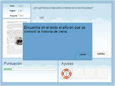 Ejemplo de
mensaje de ayuda 