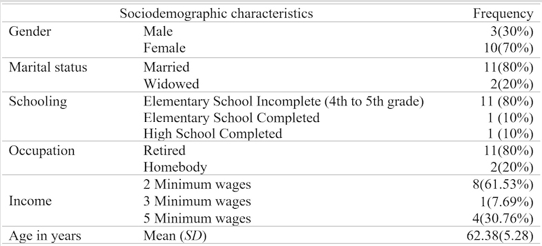 Socio-demographic characteristics of
participants (n = 13)
