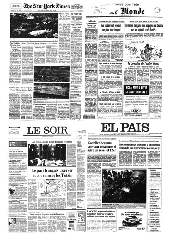 Ejemplos de portada de los cuatro diarios analizados